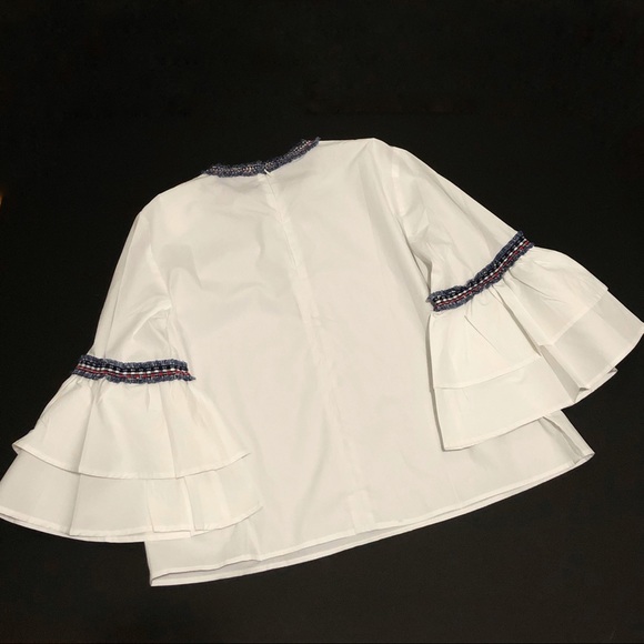 NWT Few Moda Fluted Ruffle Bell Sleeve Top - Picture 5 of 8